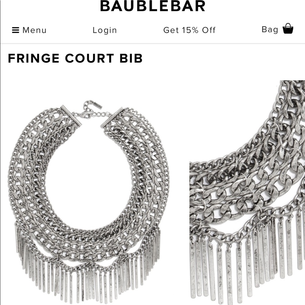 NWT Bauble Bar Fringe Court Bib Silver